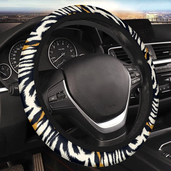 Car Steering Wheel Cover for Women Men, Non-Slip Breathable Cute Steering Wheel, Tiger Print Steering Wheel Protector, Car Accessories, Universal 14" 02/2-15" Fit Auto, Suvs