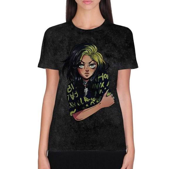 Men's Billie Eilish Anime Billie (Dip-Dye) Tie Dye T-shirt Small Black