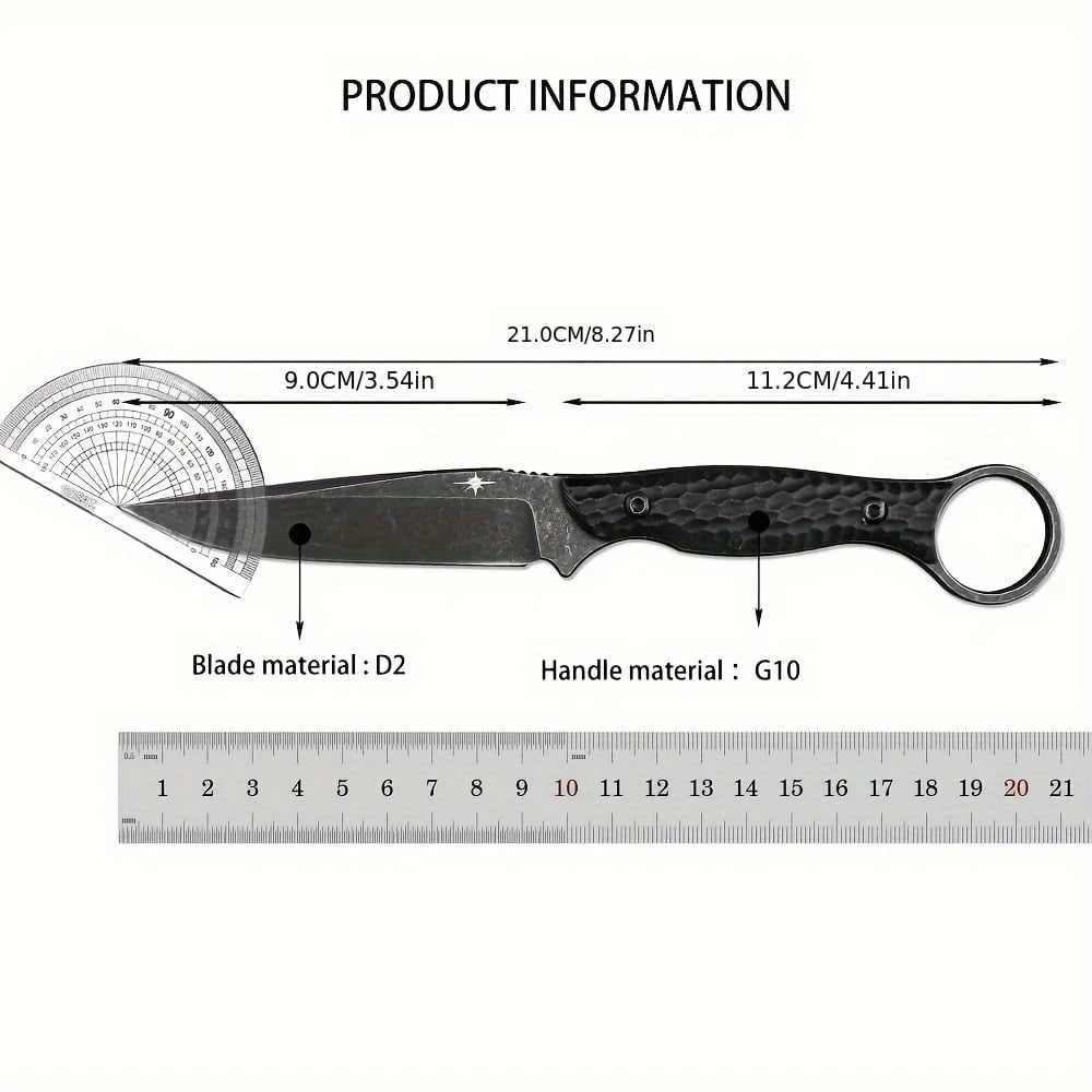 Tactical Fixed Blaede Knife Straight Knife G10 Handle D2 Blade Tactical Multi-functional Outdoor Knife