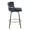 thumbnail image 2 of Cinch 26" Contemporary Fixed-Height Counter Stool with Swivel in Black Metal and Black Velvet with Round Gold Footrest by LumiSource - Set of 2, 2 of 4