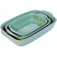thumbnail image 1 of TUSIMI Ceramic Baking Dish Set of 3,Rectangular Casserole Dish, Porcelain Bakeware Lasagna Pan with Handle for Oven, Microwave, Convection Oven, Dishwasher Safe (Green, Set of 3), 1 of 7