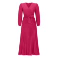 thumbnail image 4 of safuny Women's Maxi Casual Dress Sweet Heart Round Neck Winter Long Sleeve Valentine's Day Fall Dress Holiday Retro Fashion Hot Pink XL, 4 of 7