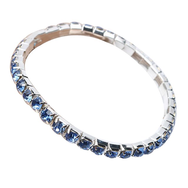 Flmtop Luxe Femmes Unique Rangée Pleine Marqueterie Bracelet Bracelet Élastique Bijoux