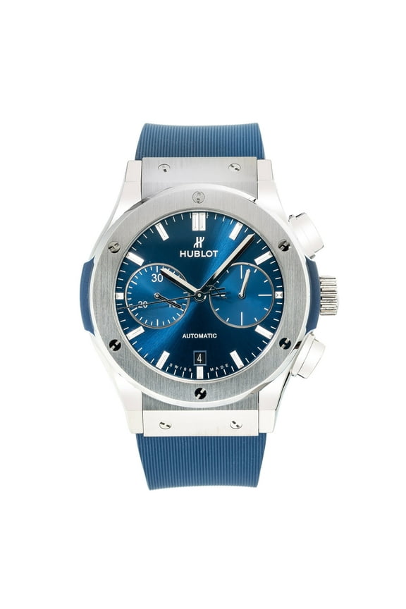 Pre-Owned Hublot Classic Fusion Chronograph 521.NX.1171.RX Blue Dial With Rubber Bracelet