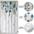 thumbnail image 5 of Green Leaves Shower Curtain,Spring Blue Floral Bathroom Shower Curtains Sets,Wildflower Plant Bath Curtain with 12 Hooks 72x72in,Waterproof Fabric, 5 of 6