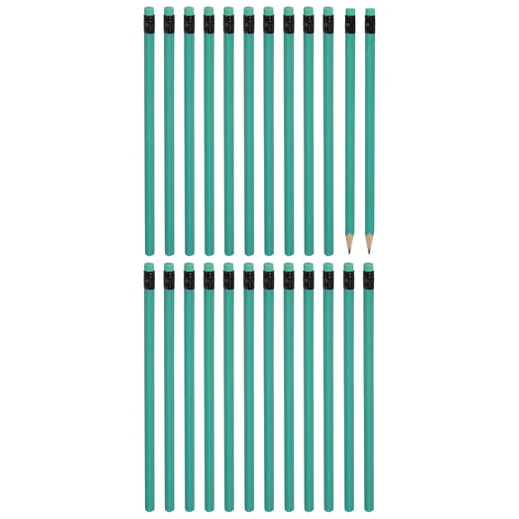 Uxcell Triangle Wooden Pencils Bulk, 24 Pack HB Graphite Pencils with Eraser, Green