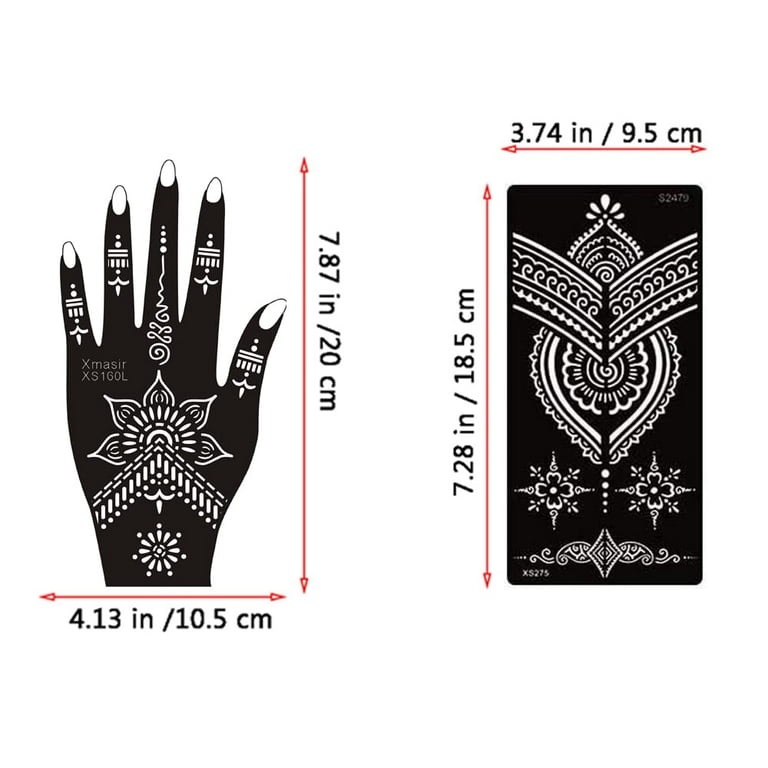Stencils for Henna Tattoos/Temporary Tattoo Temples Set of 20 Sheets,Indian  Arabian Tattoo Stickers for Hands Arms Shoulders Legs 