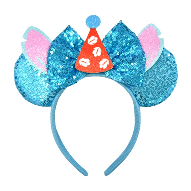 Diademas con orejas de Mickey Mouse para mujer, accesorios para el cabello fiesta, diadema de punto de Lilo de dibujos animados para niñas y niños, diadema con lazo de lentejuelas 2024