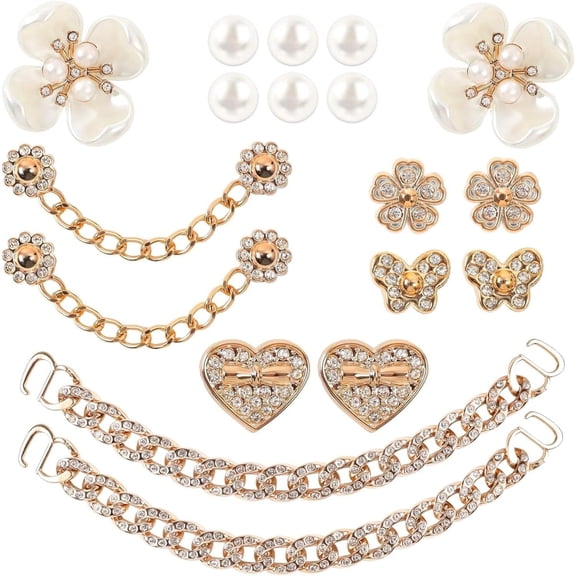 18 Pcs Bling Shoe Charms, Pearl Flower Rhinestone Chain Clog Decorations for Women Party Gifts