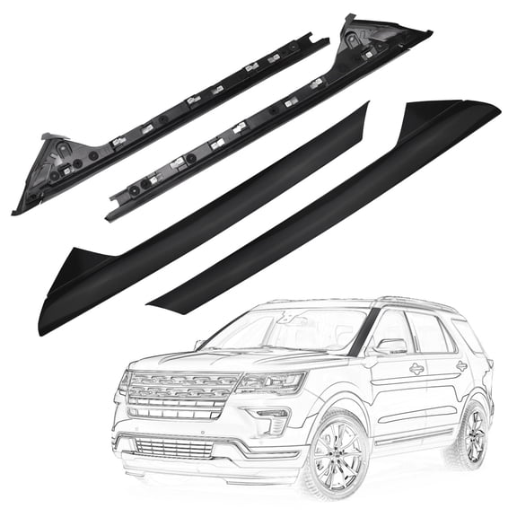 FEXON Windshield A-Pillar Molding Kit Outer Trim & Inner Brackets 4Pcs Compatible with Ford Explorer 2011-2019