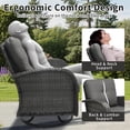 thumbnail image 2 of 3 Piece Patio Furniture Set, 2 Outdoor Swivel Rocking Chairs with Side Table, Thick Cushions Wicker Glider Chairs, All-Weather Gray Rattan Bistro Set for Porch, Deck, Pool (Gray), 2 of 9