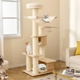 thumbnail image 2 of Gymax Arbre à Chat de 69 Po de Hauteur, Tour en Bois pour Chaton avec 2 Condos, Perchoir Supérieur Douillet, Capsule Spatiale, 2 of 10