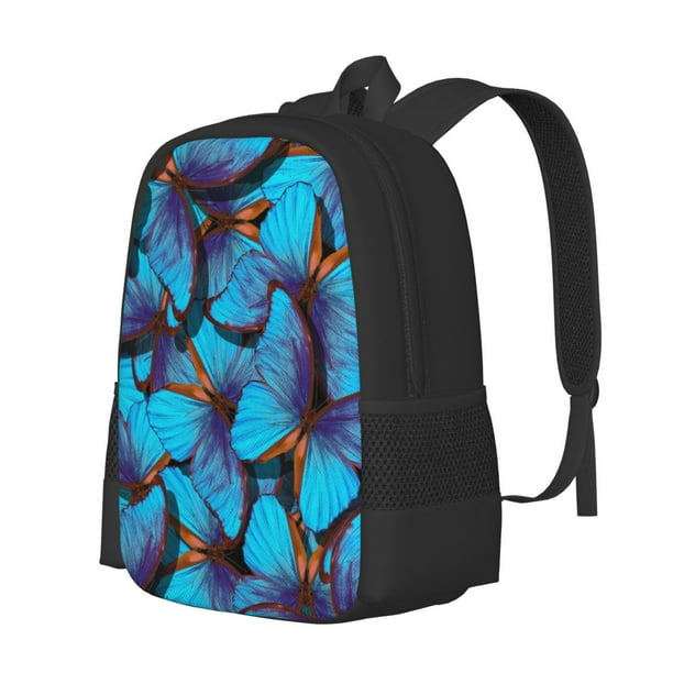 Fotbe Blue Butterflies Mochila para Hombre y Mujer - Tela Oxford 600D Resistente - Mochila Impermeable de Gran Capacidad para Escuela, Viajes y Senderismo