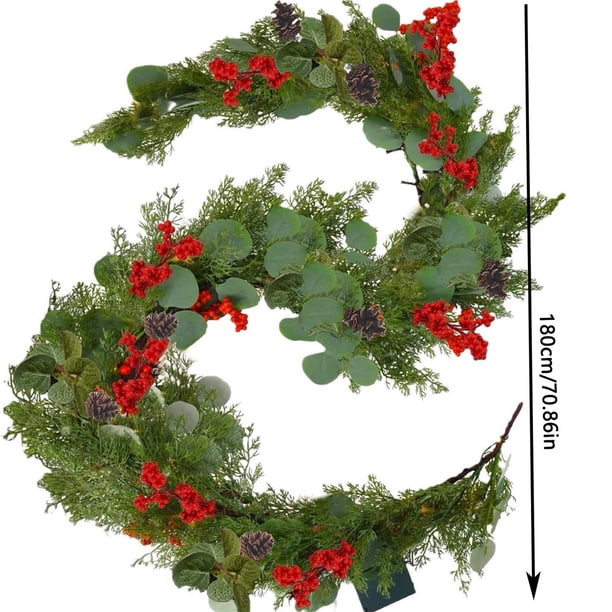 Guirlande de Baies Rouges Artificielles - Bourgogne Flexible avec Tiges Pliables pour Noël, Nouvel An, Mariage - Décorations (Rouge