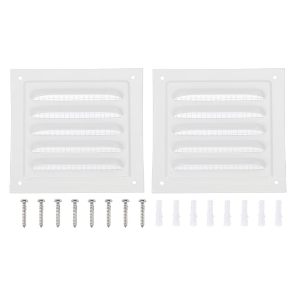 Uxcell Attic Vent Soffit Vent Alloy Rectangular Floor HVAC Air Vent Covers for Louvered Vents Garage Door Vents 6x6"