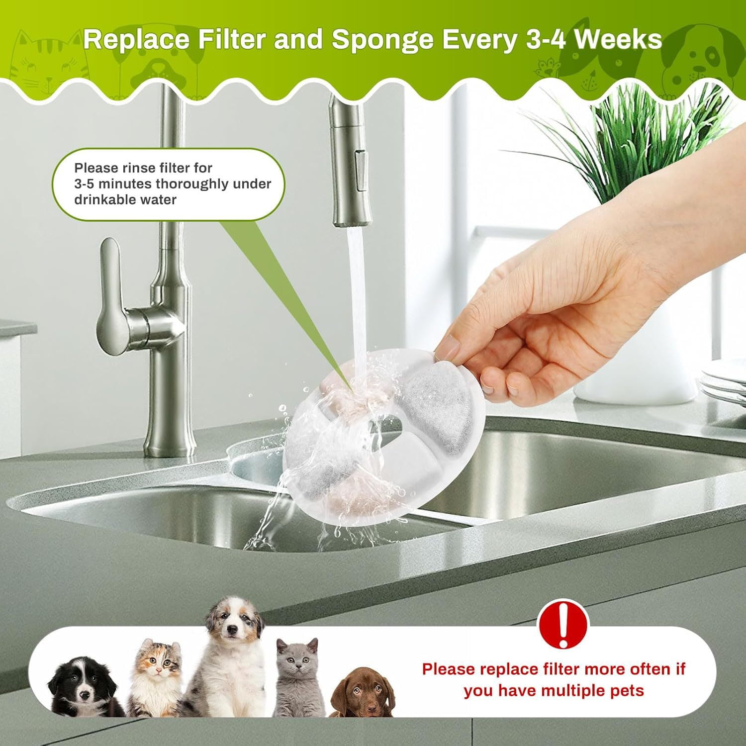 Petavista 2.2L/74oz Stainless Steel Cat Water Fountain with Water Level Window Suitable for Dogs Cats
