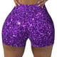thumbnail image 2 of Fotbe Purple Glitter Shorts Sin Costuras – Shorts Deportivos de Cintura Alta para Mujer, Elásticos para Gimnasio, Yoga, Running o Ciclismo-Large, 2 of 8