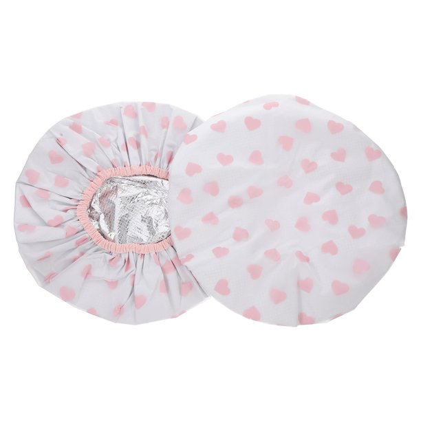 2 gorros de ducha reutilizables para mujer, de doble capa, impermeables, para cabello largo, antiestáticos, de papel de aluminio autocalentable