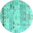 thumbnail image 1 of Ahgly Company Machine Washable Indoor Round Persian Turquoise Blue Traditional Area Rugs, 8' Round, 1 of 4