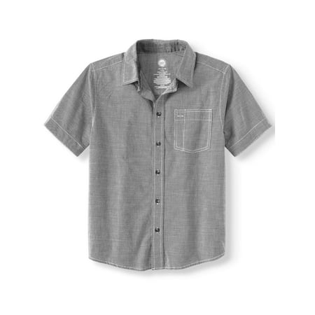 Wonder Nation Short Sleeve Textured Button-Up Shirt (Little Boys, Big Boys, & Husky)