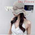 thumbnail image 1 of Nuevo estilo Sombrero de paja Mujer Verano Playa Vacaciones junto al mar Protección solar Gorra grande Sombrero de paja Sombrero de verano para el sol Gorras de mujer Dos piezas, 1 of 3