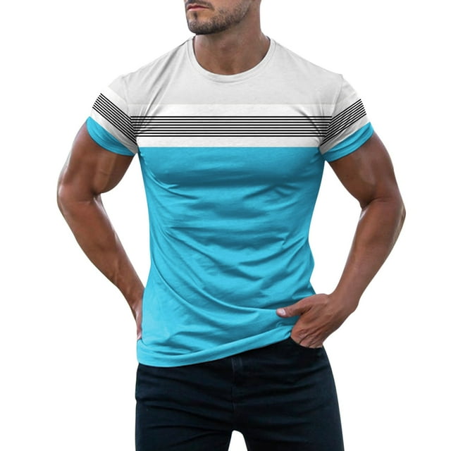 GDREDA T-Shirt de Mode pour Hommes Manches Courtes Col Rond Musculation Athlétique Tee-Shirt Haut Chemise pour Hommes