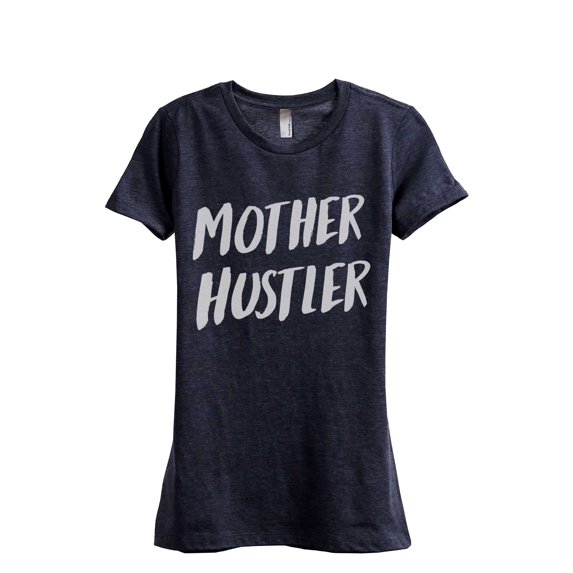 Thread Tank Mother Hustler Women's Fashion Relaxed Crewneck T-Shirt Tee Heather Navy Small