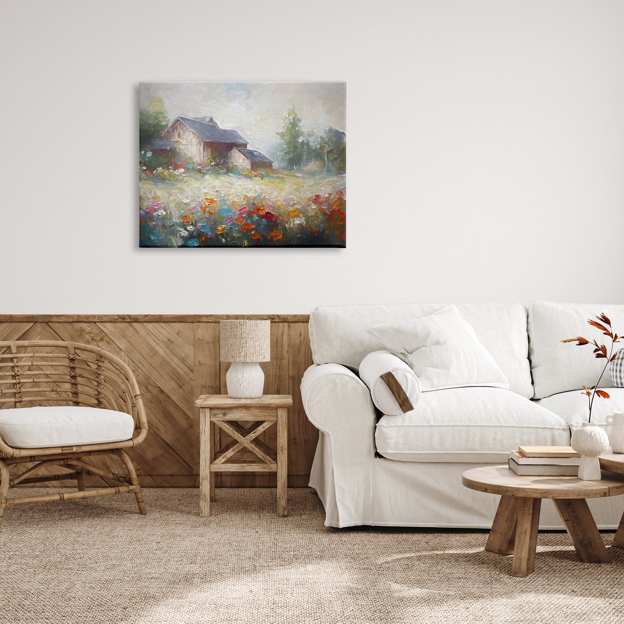 Stupell Industries Abstract Floral Countryside Landscape Painting Gallery Wrapped Canvas Art Print Wall Art, 40 x 30