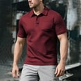 thumbnail image 2 of ZCFZJW Mens Athletic Golf Polo Shirts Casual Summer Short Sleeve Workout Tees Shirt Lightweight Quick Dry Basic T-Shirt with Pockets Wine M, 2 of 5