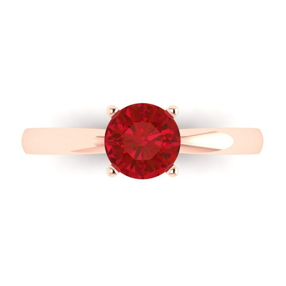 Clara Pucci 14K Rose Gold 1ct Tourmaline Solitaire Ring for Women