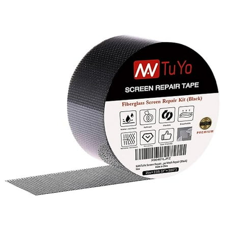 

Screen Repair Tape Window Screen Repair Kit 3-Layer Strong Adhesive 2 ×180 (15FT) Screen Door Patch Repair Kit for Windows or Doors Fiberglass Screen Tape Mesh Repair (Black)