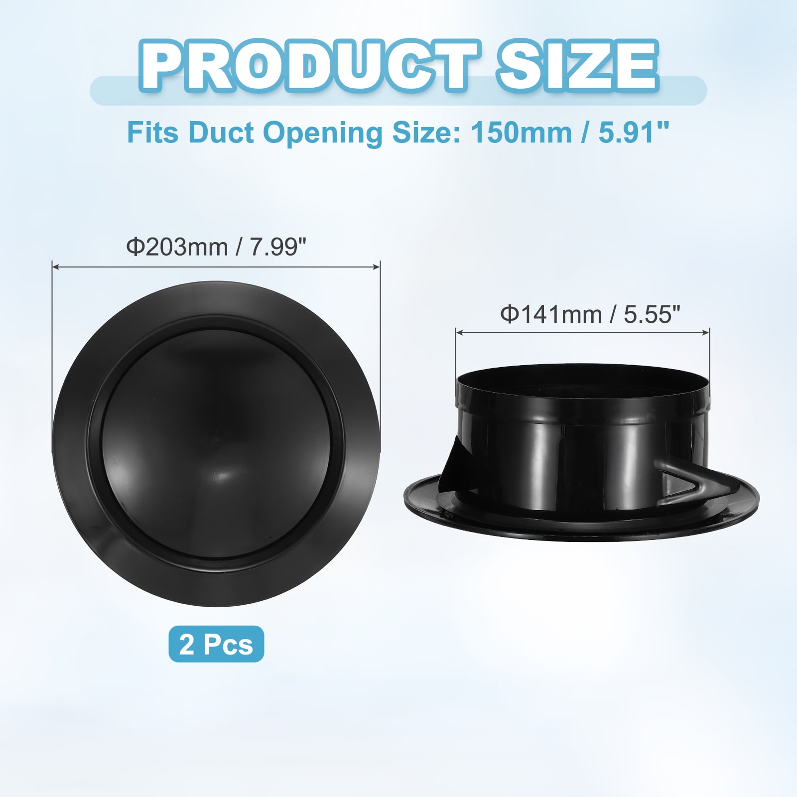 Uxcell 6 Inch Round Air Vent, 2pcs ABS Adjustable Soffit Exhaust Vent Cover, Black