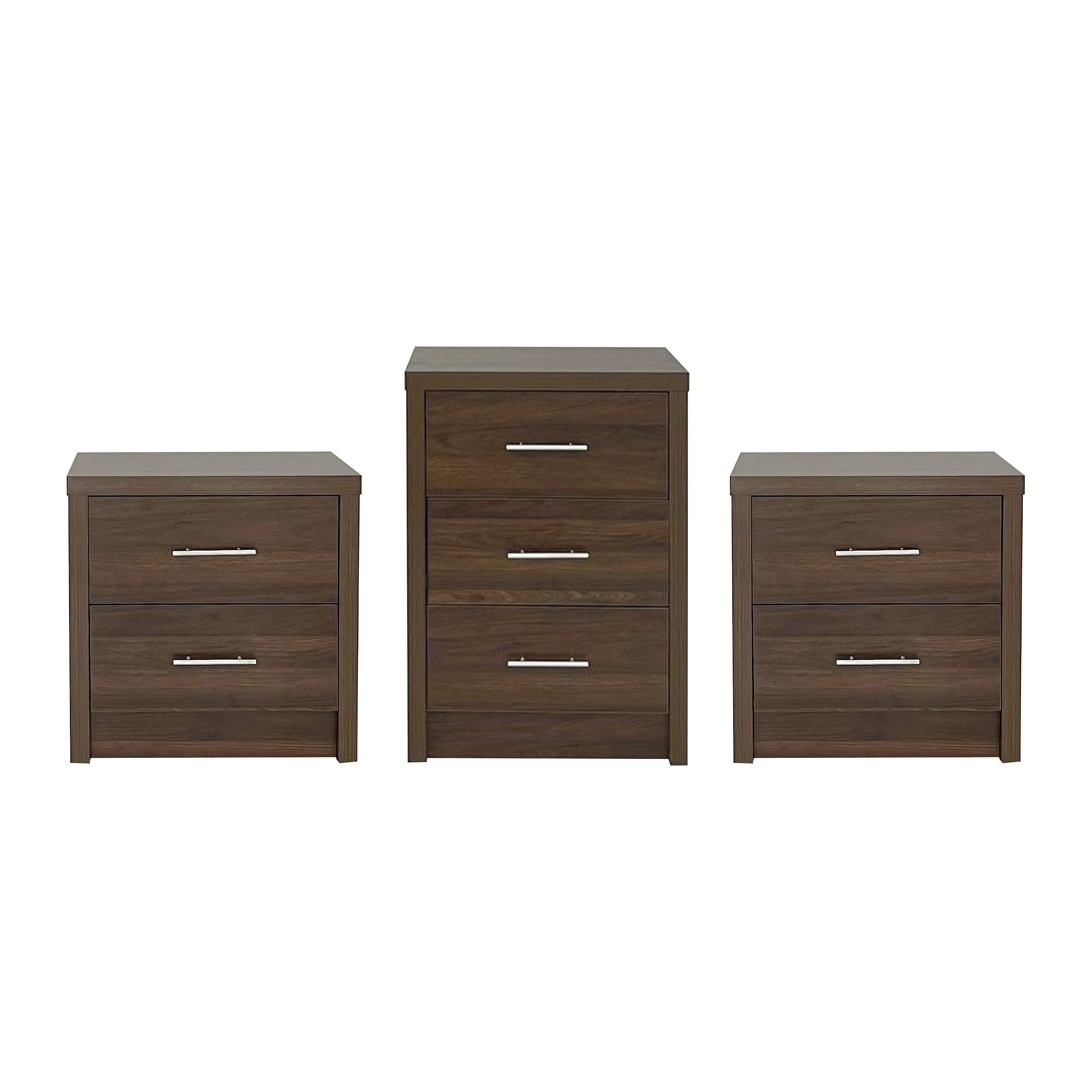 GDF Studio Marlette Modern 3 Piece 3 Drawer Dresser and Nightstand
