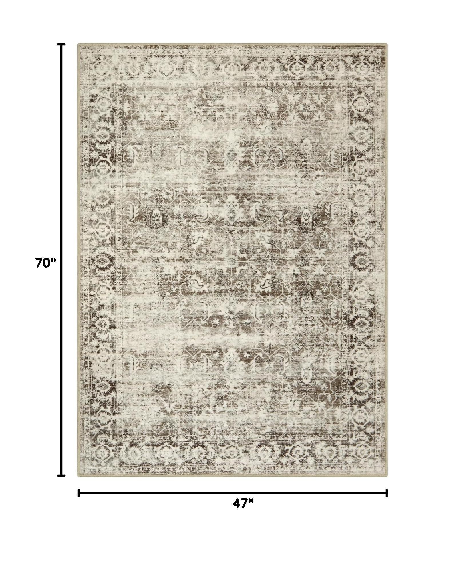 Moynesa Washable Area Rugs,5x7 Rugs for Bedroom Soft Rugs for Bedroom Aesthetic Boys,Retro Distressed Non Slip Throw Rug Carpet Dining Room Rugs for Under Table
