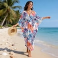 thumbnail image 3 of XYZCANDO Hawaii Leaves Kaftan Dresses for Women Plus Size Swimsuit Cover up Batwing Sleeve Beach Cover Ups Hawaiian Dress Loungewear Beach Robe Resort Wear Cruise Outfits, 3 of 7