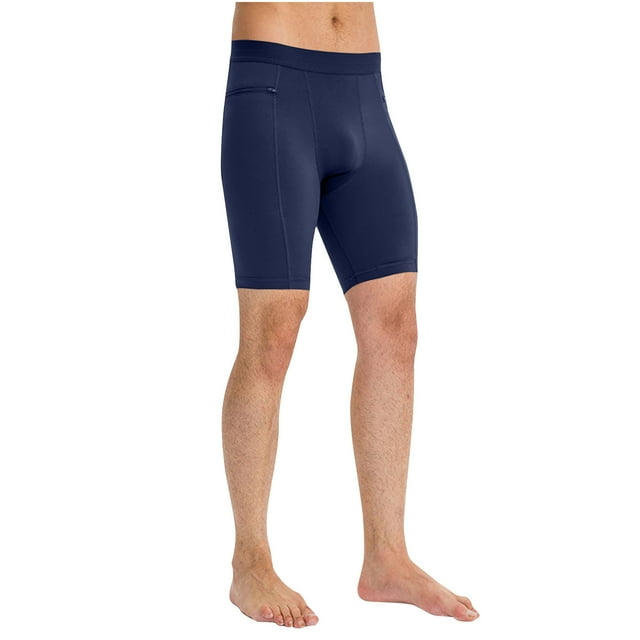 Plebaso Mens Compression Shorts with Pockets Stretch Athletic Short Pants Running Workout Shorts Underwear