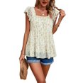 thumbnail image 2 of Womens Summer Tunic Tops Casual Dressy Blouse Loose Fit Short Sleeve T Shirts S, 2 of 10
