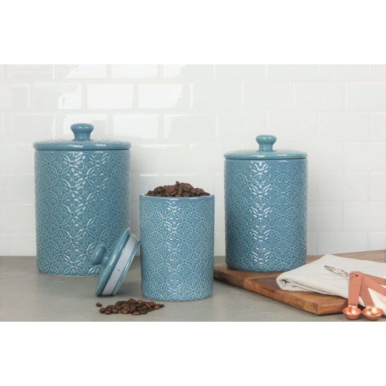 Embossed 3 Piece Kitchen Canister Set