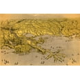 thumbnail image 2 of Vintage Maps 14x11 Black Ornate Wood Framed with Double Matting Museum Art Print Titled - Birds eye view of Louisiana Mississippi Alabama and part of Florida 1861, 2 of 4
