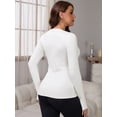 thumbnail image 4 of DARING DIVA Women's Maternity Stretchy Fitted Crew Neck Long Sleeve Tops M White, 4 of 8