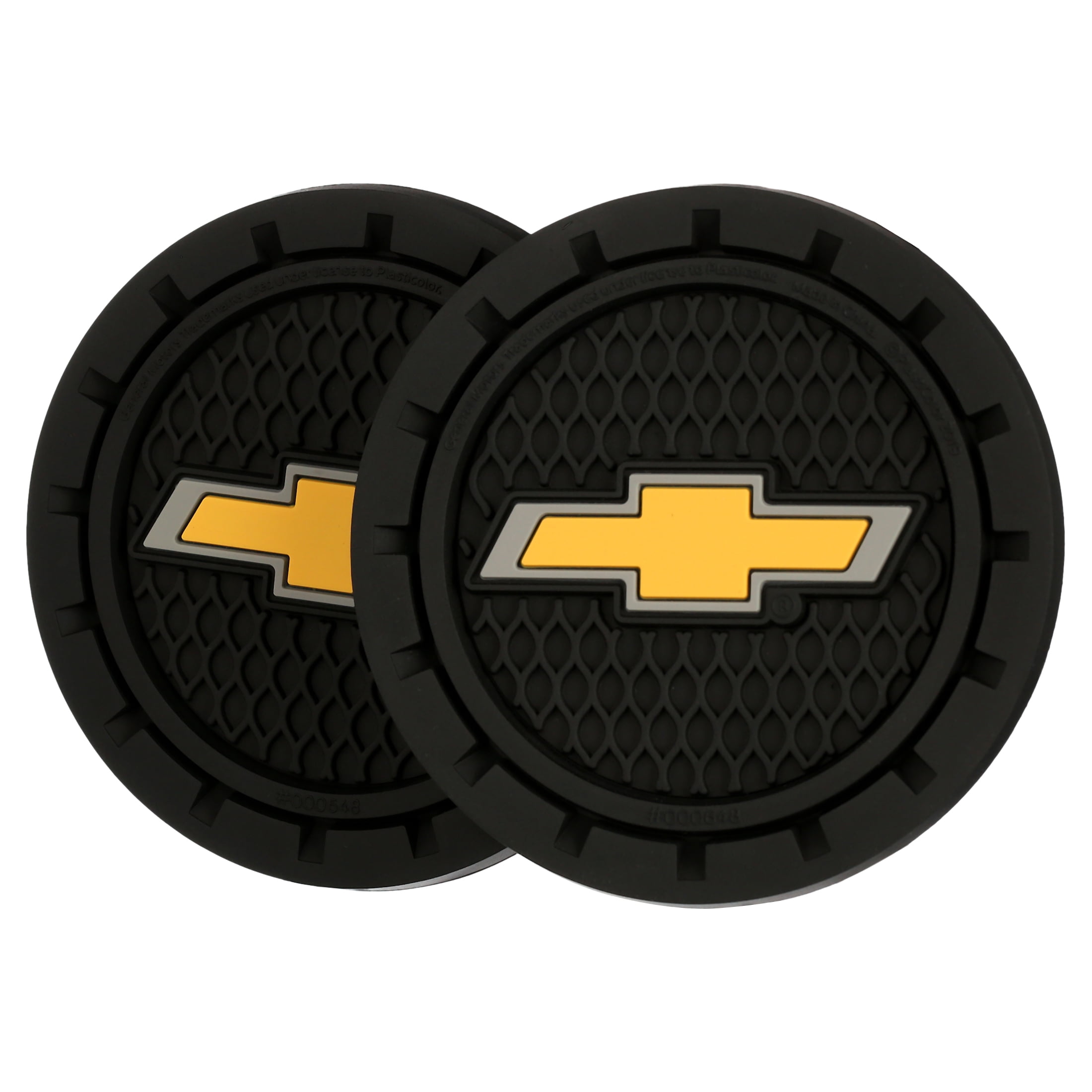 PlastiColor Chevrolet Bowtie Gold Automotive Cup Holder Coasters 2 Pack