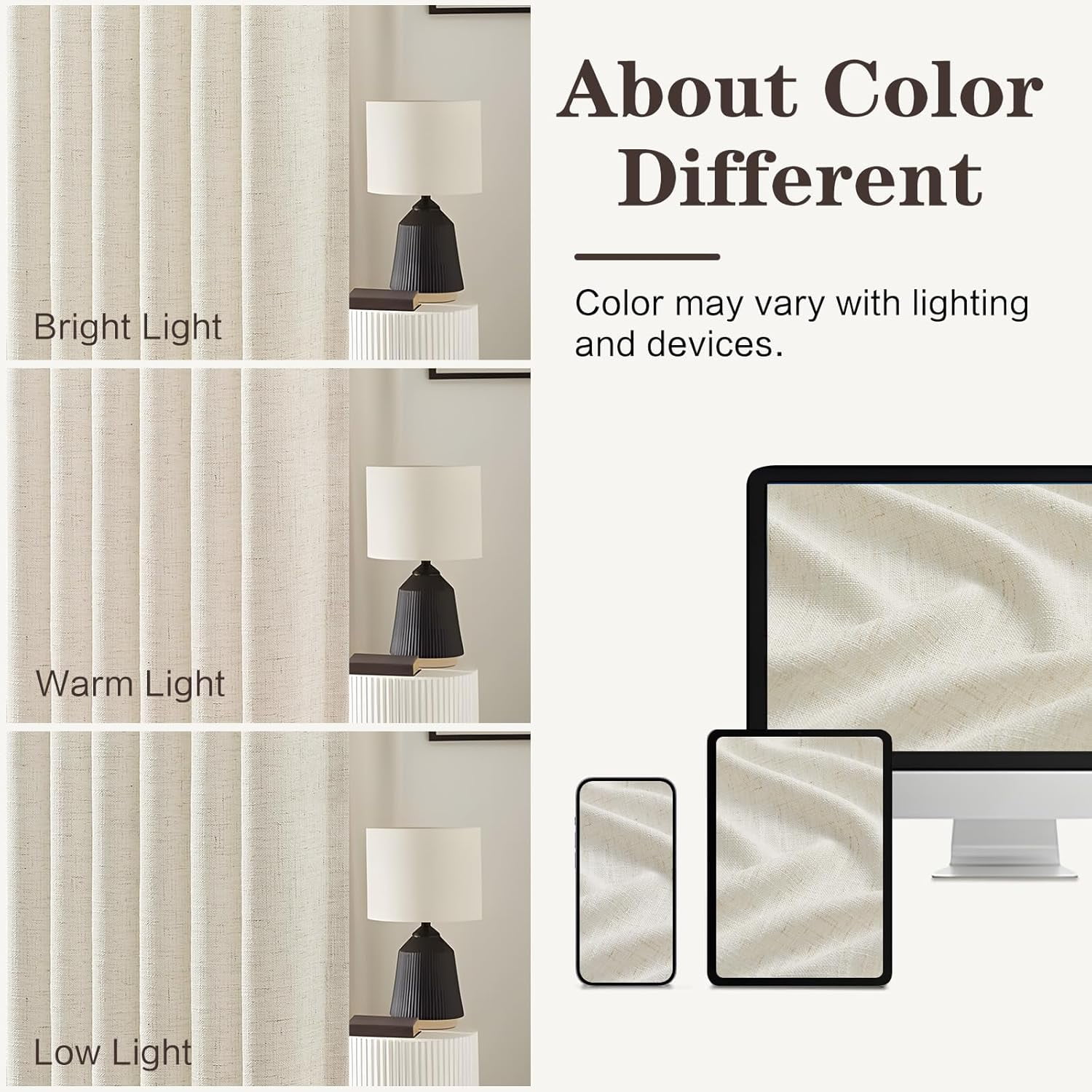 Galenzoov 40×90 inch 2 Panels Pinch Pleated Linen Curtains for Home, Light Filtering Airy & Privacy Protection Breathable Window Drapes for Bedroom, Living room, Office, Natural