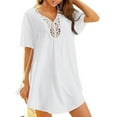 thumbnail image 2 of Women's Swimwears Cover-Ups Patchwork Bathing Suit Cover Up Lace V Neck Bikini Beach Swimsuit Smock Coverups For Bathing Suits Female Stylish Summer Beachwear, 2 of 5