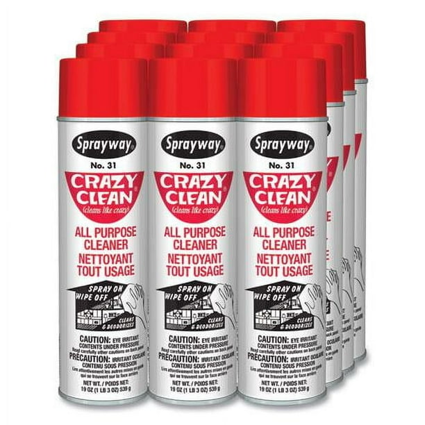Crazy Clean All Purpose Cleaner, Floral Scent, 19 oz Aerosol Spray, Dozen Crazy Clean All Purpose Cleaner, Floral Scent, 19 oz Aerosol Spray, Dozen