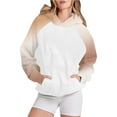 thumbnail image 2 of Bowake Vêtements d'Automne pour Femmes à Manches Longues Dégradé Chandails en Molleton Décontractés Légers Raglan avec Poche, 2 of 5