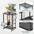 thumbnail image 4 of 3-Tier Tool Organizer Rack,28 Inch Steel Garden Tool Storage Shelf with Long-Handled Tool Slots & Hooks,Freestanding Garage Rack Up to 35 Tools,Black, 4 of 7