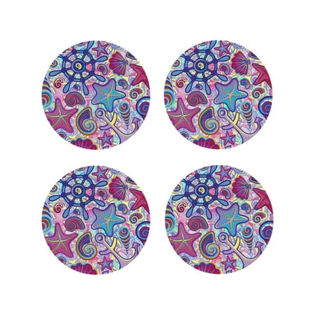 

Tideii Cute Nautical for Leather Coasters 4 Pieces Anti-fouling and Anti-scalding Decorative Coasters Suitable for Restaurants Kitchens Coffee Shops-Round Shape