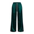 thumbnail image 5 of Kojanyu Women's Satin Wide Leg Drawstring Sweatpants Elastic High Waist Loose Pants Casual Lounge Trousers with Side Pockets, 5 of 8