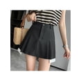 thumbnail image 5 of High Waist Pleated Skirt Women Summer Preppy Style A Line Mini Skirts Contrast Color Woman Irregular Short Skirts Female-Grey-S, 5 of 7
