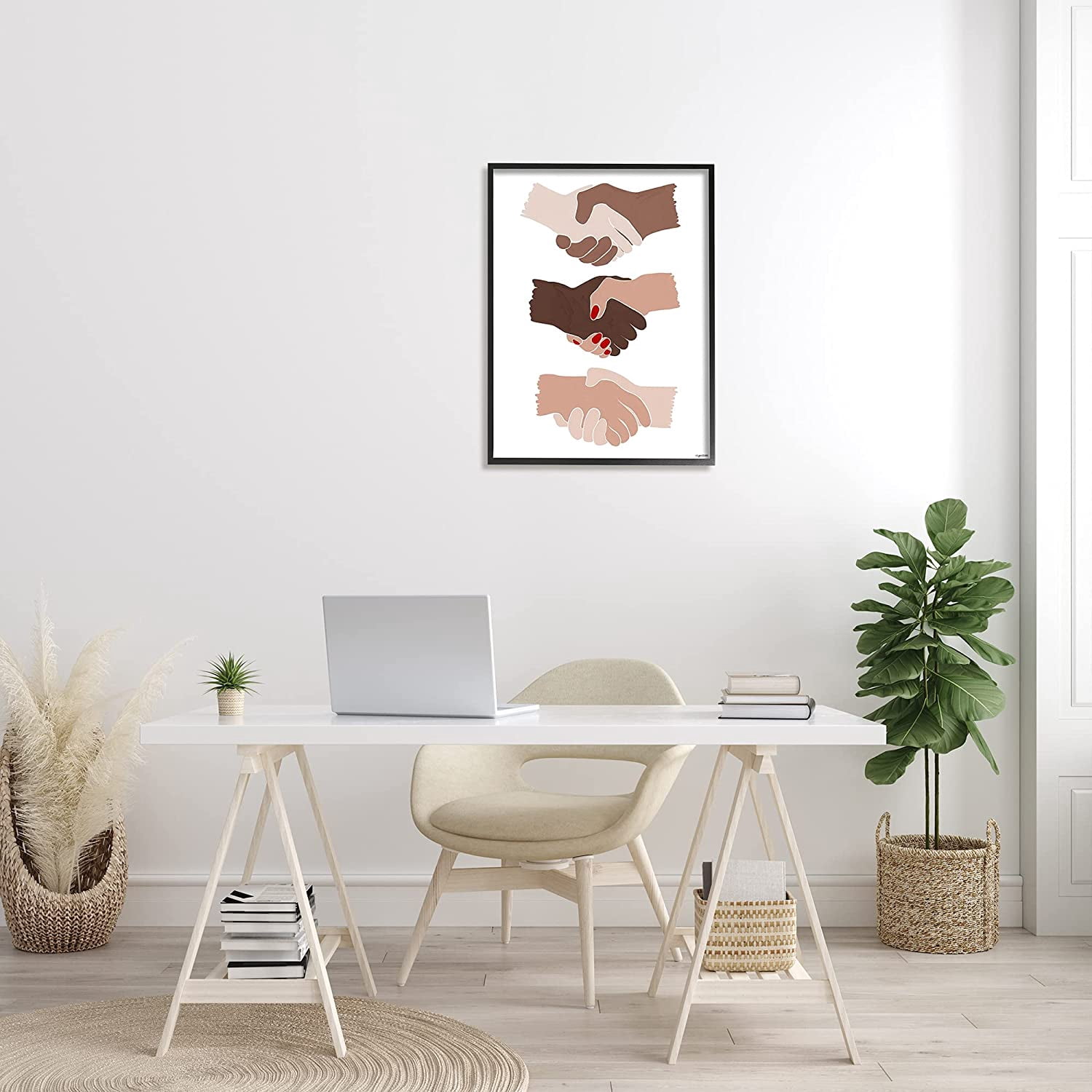 Stupell Home Décor Shaking Hands inclusivity Motivation Diverse Cultures, 24 x 30, Designed by Kyra Brown, Black Frame